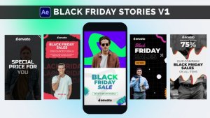 Videohive Black Friday Sales Stories - Typography Product Promo template preview