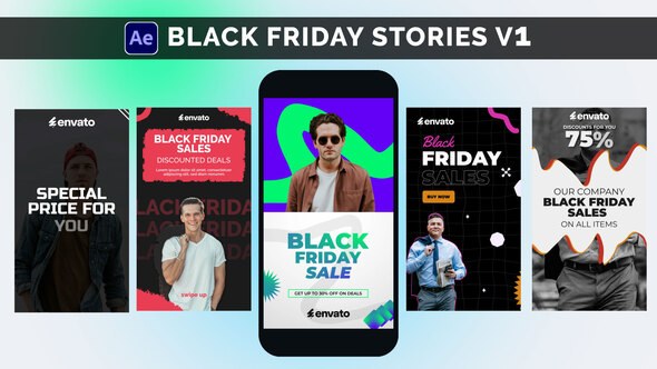 Videohive Black Friday Sales Stories - Typography Product Promo template preview