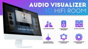 Audio Visualizer 3D Music Room Video Displays template preview