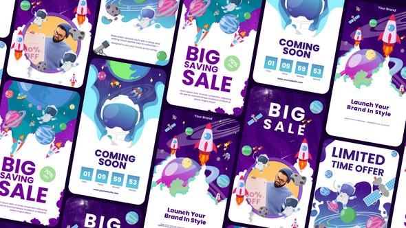 Videohive Space Theme Opener Promo Story Elements template preview
