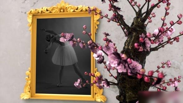 Videohive Gold Frames and Beauty Sakura Tree Openers template preview
