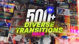 Diverse Transitions Pack for Premiere Pro: Glitch, Film, Light, Seamless, Collage, Paper & More Premiere Pro template preview