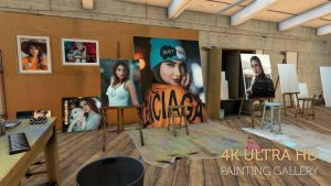 Videohive Photos on canvas in an Artist studio Video Displays template preview