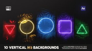 Videohive Vertical Neon Backgrounds Elements template preview