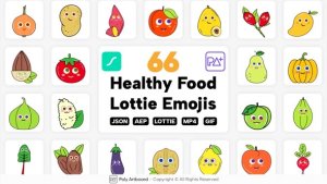 Videohive Healthy Food Lottie Emojis Product Promo template preview