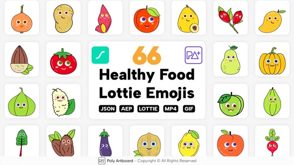 Videohive Healthy Food Lottie Emojis Product Promo template preview