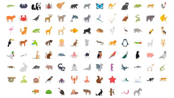 Videohive 100 Animals And Birds Animated Icons Elements template preview