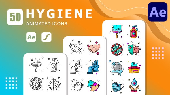 Videohive 50 Hygiene Icons Pack Animated | After Effects & Lottie Animation Elements template preview