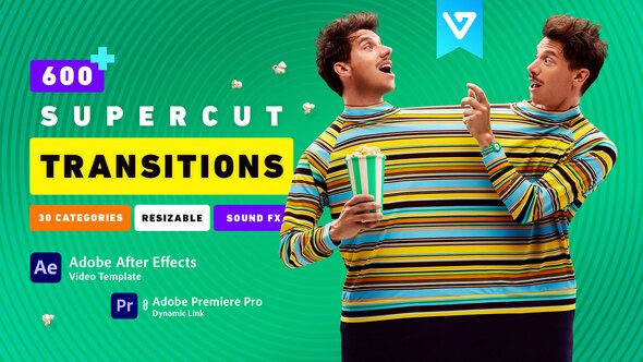 Transitions SuperCut Video Displays template preview