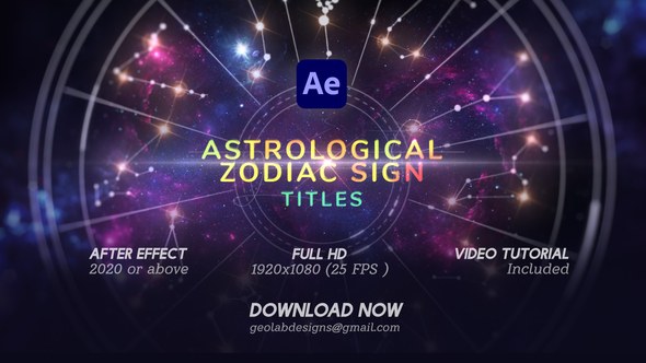 Videohive Astrological Zodiac Sign Titles Video Displays template preview