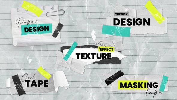 Videohive Torn Crumple Paper Tapes Titles Lowerthirds Titles template preview