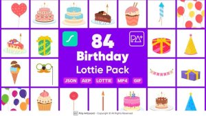 Videohive Birthday Kit Lottie Pack Elements template preview
