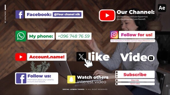 Videohive Social Lower Thirds | AE Elements template preview