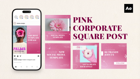 Videohive Pink Corporate Square Post Product Promo template preview