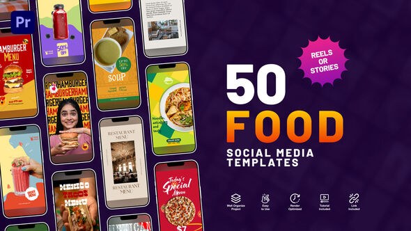 Food Menu Instagram Stories Premiere Pro template preview