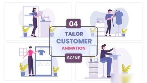 Videohive Tailor Customer Clothes Illustration Scene Elements template preview