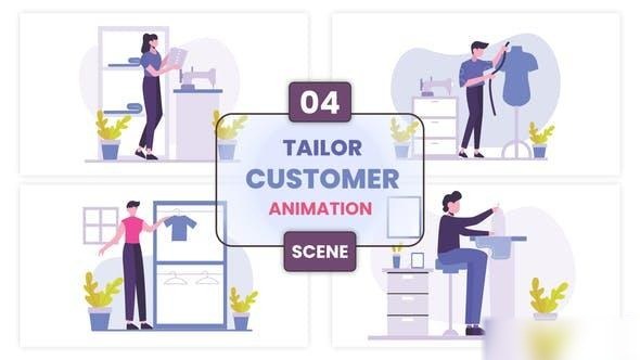 Videohive Tailor Customer Clothes Illustration Scene