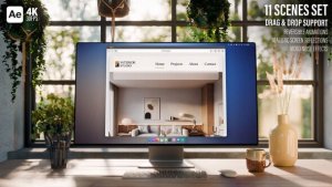 Videohive Computer Monitor Screen Mockup | Loft Style | After Effects Template | 11 Scenes Set Product Promo template preview