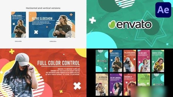 Videohive Retro Slides And Stories for After Effects Openers template preview