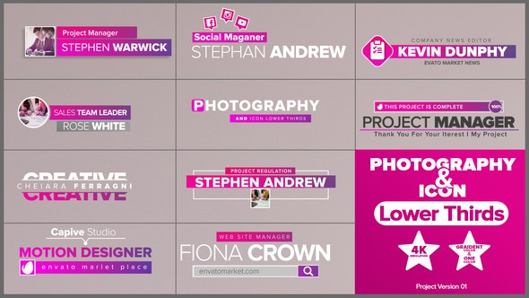 Simple Lower Thirds Video Displays template preview