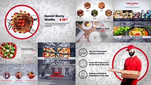 Videohive Food Delivery Service Video Displays template preview