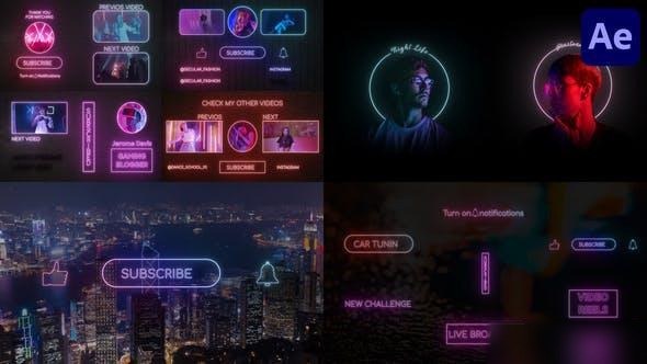 Videohive Neon Social Media Pack for After Effects Openers template preview