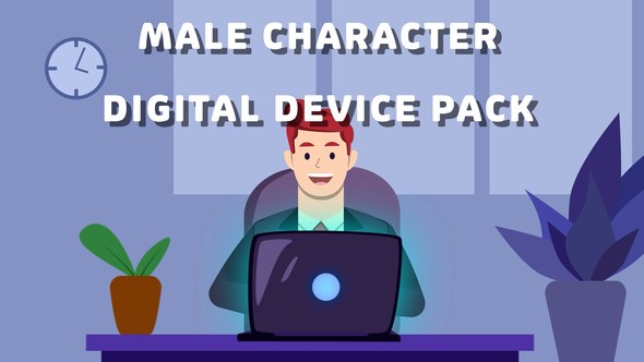 Videohive Male Character Digital Device Pack Titles template preview