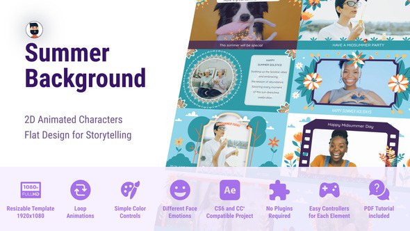 Videohive Summer Background Camp Party Video Displays template preview