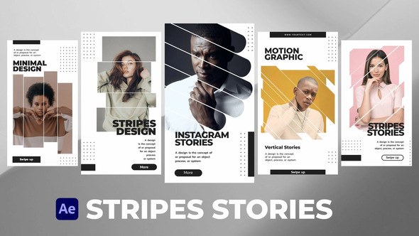Videohive Stripes Stories for After Effects Product Promo template preview