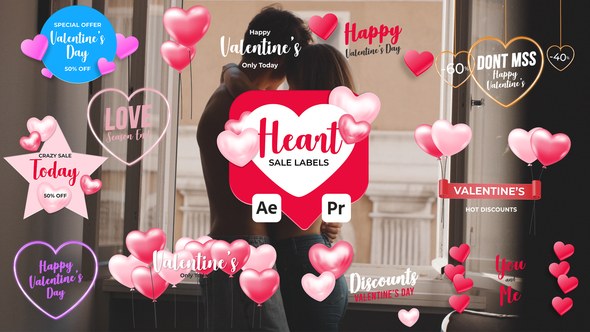 Videohive Heart Sale Labels Titles template preview