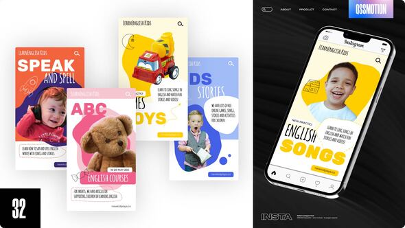 Videohive Kids Instagram Stories Video Displays template preview