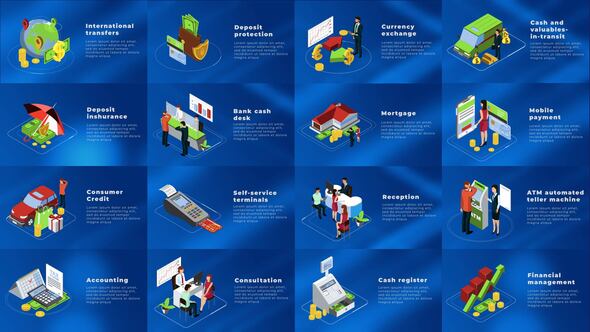 Videohive Banking And Finance Isometric Concepts Elements template preview