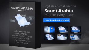 Videohive Saudi Arabia Map - Kingdom of Saudi Arabia Map Kit Video Displays template preview