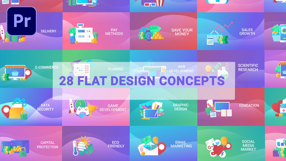 Flat Designs Concepts Premiere Pro template preview