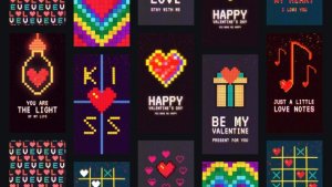 Valentines Day Pixel Stories Premiere Pro template preview