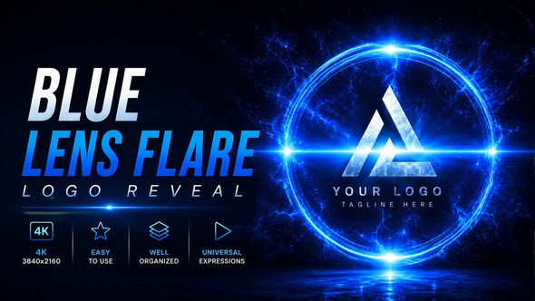 Blue Lens Flare Logo Reveal Logo Stings template preview