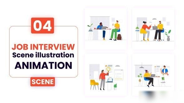 Videohive Job Interview Scene Animation Illustration Elements template preview