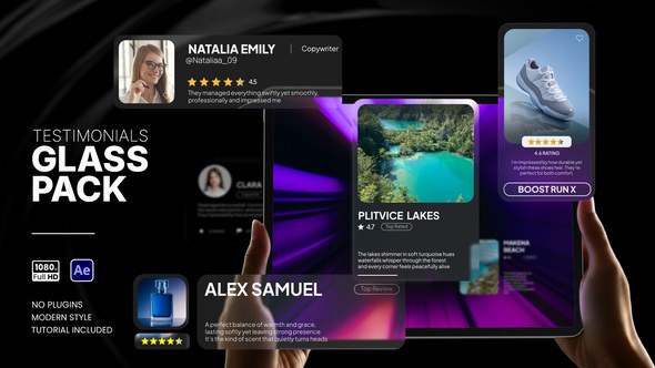 Videohive Testimonials Glass Elements template preview