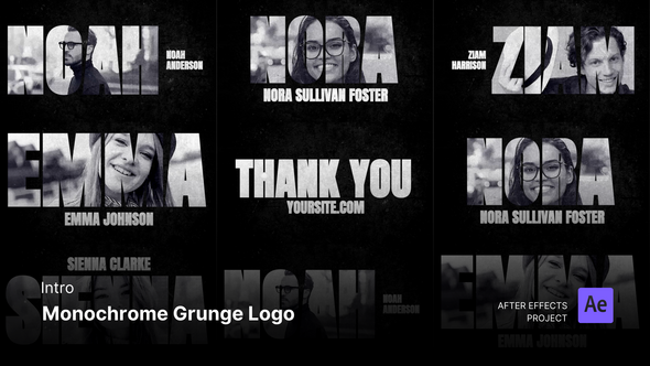 Videohive Intro/Opening - Monochrome Grunge Logo After Effects Project Files Openers template preview