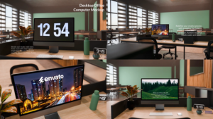 Desktop Office Computer Mockup for Premiere Pro Premiere Pro template preview