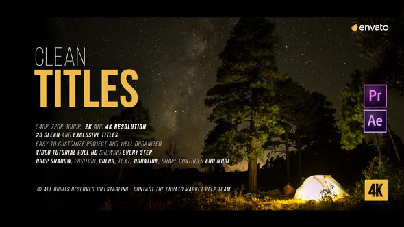 Gold Clean Titles 4K (2.3) Video Displays template preview