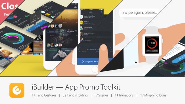 App Promo with Gestures Video Displays template preview