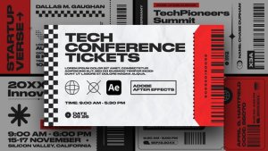 Videohive Animated Tech Conference Tickets For Ae Elements template preview