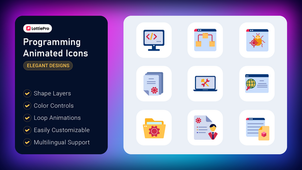 Videohive Programming Animated Icons Elements template preview