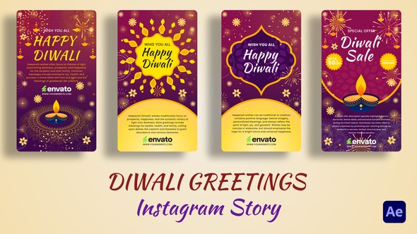 Videohive Diwali Greething Vertical Video Displays template preview