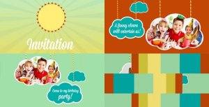 Kids Intro Clouds on Ropes Video Displays template preview