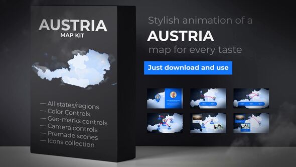 Videohive Austria Map - Republic of Austria Map Kit Video Displays template preview