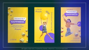 Videohive International Day of Happiness Emoji Instagram Story Elements template preview
