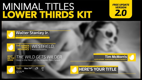 Minimal Titles Lower Thirds Kit Video Displays template preview