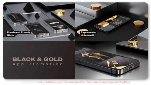 Videohive Black N Gold App Promotion Product Promo template preview